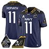 Blake Horvath Jersey #11 Navy Midshipmen 2024 Jolly Rogers Patch Navy