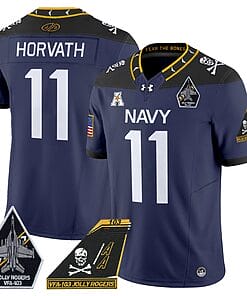 Blake Horvath Jersey #11 Navy Midshipmen 2024 Jolly Rogers Patch Navy