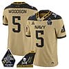 Braxton Woodson Jersey #5 Navy Midshipmen 2024 Jolly Rogers Patch Gold