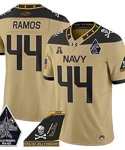 Colin Ramos Jersey #44 Navy Midshipmen 2024 Jolly Rogers Patch Gold