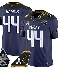 Colin Ramos Jersey #44 Navy Midshipmen 2024 Jolly Rogers Patch Navy