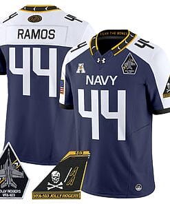 Colin Ramos Jersey #44 Navy Midshipmen 2024 Jolly Rogers Patch Navy Alternate