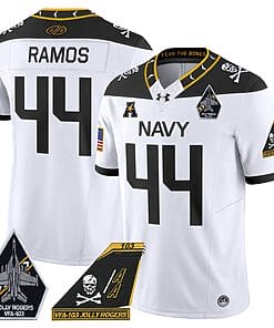 Colin Ramos Jersey #44 Navy Midshipmen 2024 Jolly Rogers Patch White