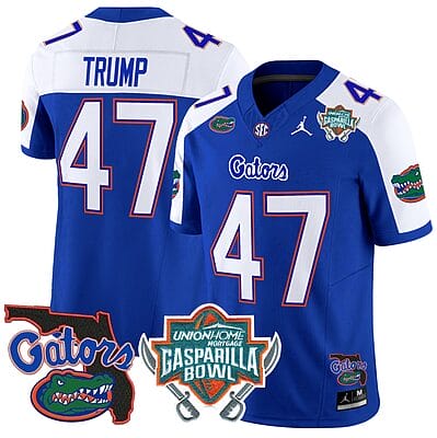 Donald Trump Jersey #47 Florida Gators 2025 Gasparilla Bowl Patch Royal Alternate 8 Donald Trump Jersey #47 Florida Gators 2025 Gasparilla Bowl Patch Royal Alternate