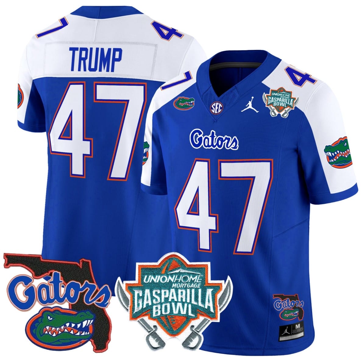 Donald Trump Jersey #47 Florida Gators 2025 Gasparilla Bowl Patch Royal Alternate 1 Donald Trump Jersey #47 Florida Gators 2025 Gasparilla Bowl Patch Royal Alternate