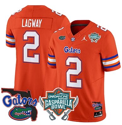 DJ Lagway Jersey #2 Florida Gators 2025 Gasparilla Bowl Patch Orange