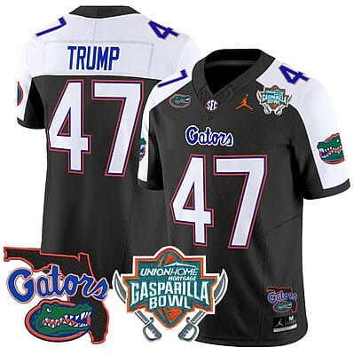 Donald Trump Jersey #47 Florida Gators 2025 Gasparilla Bowl Patch Black Alternate 8 Donald Trump Jersey #47 Florida Gators 2025 Gasparilla Bowl Patch Black Alternate