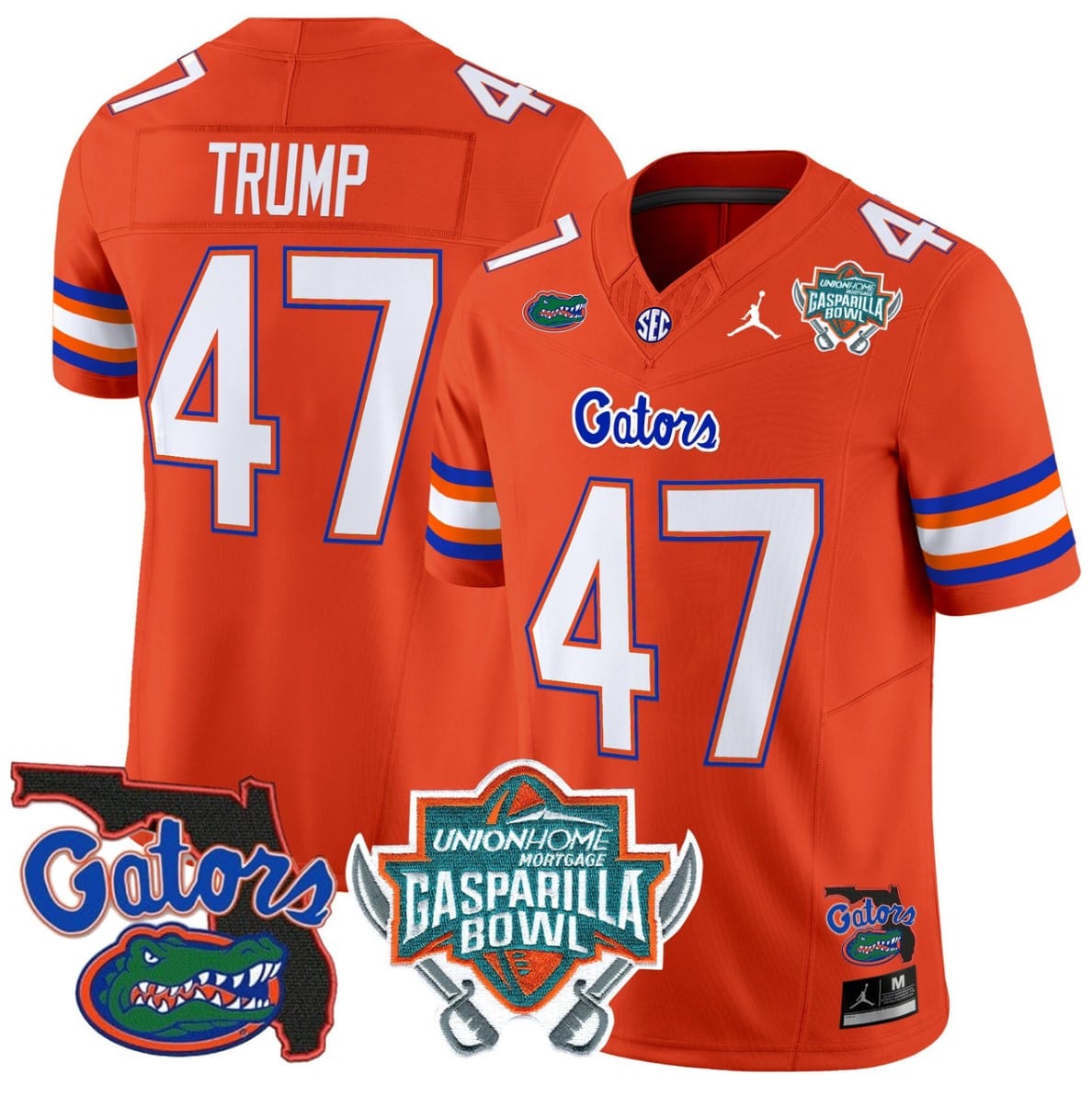 Donald Trump Jersey #47 Florida Gators 2025 Gasparilla Bowl Patch Orange 1 Donald Trump Jersey #47 Florida Gators 2025 Gasparilla Bowl Patch Orange