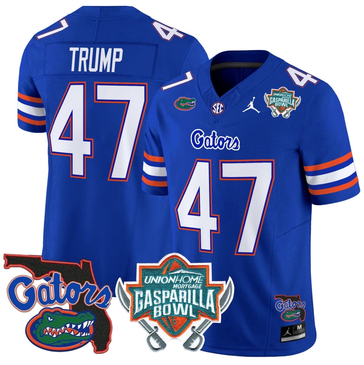 Donald Trump Jersey #47 Florida Gators 2025 Gasparilla Bowl Patch Royal 1 Donald Trump Jersey #47 Florida Gators 2025 Gasparilla Bowl Patch Royal