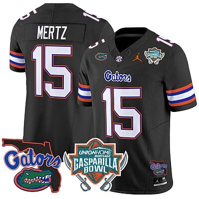 Graham Mertz Jersey #15 Florida Gators 2025 Gasparilla Bowl Patch Black