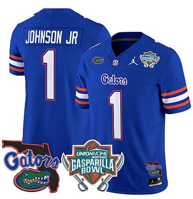 Montrell Johnson Jr Jersey #1 Florida Gators 2025 Gasparilla Bowl Patch Royal 8 Montrell Johnson Jr Jersey #1 Florida Gators 2025 Gasparilla Bowl Patch Royal