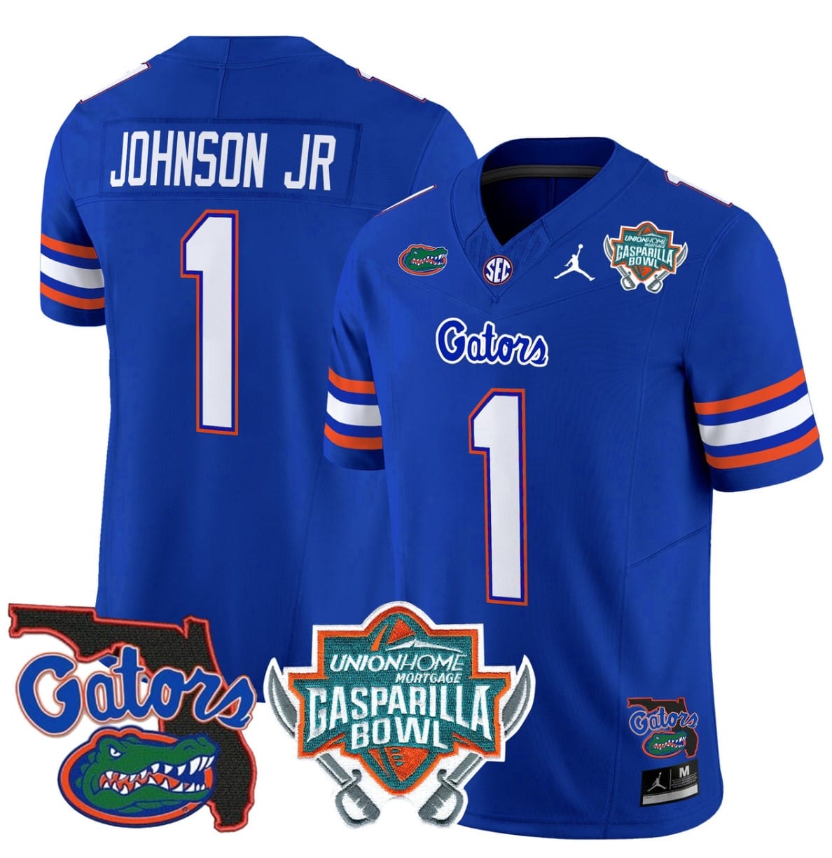 Montrell Johnson Jr Jersey #1 Florida Gators 2025 Gasparilla Bowl Patch Royal 1 Montrell Johnson Jr Jersey #1 Florida Gators 2025 Gasparilla Bowl Patch Royal