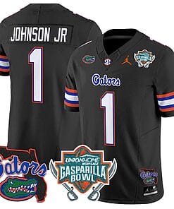 Montrell Johnson Jr Jersey #1 Florida Gators 2025 Gasparilla Bowl Patch Black