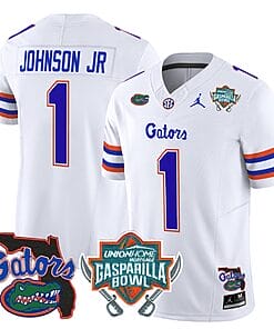 Montrell Johnson Jr Jersey #1 Florida Gators 2025 Gasparilla Bowl Patch White