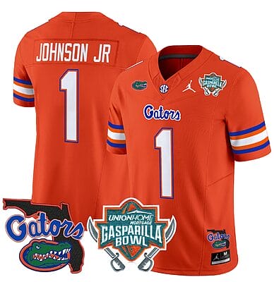 Montrell Johnson Jr Jersey #1 Florida Gators 2025 Gasparilla Bowl Patch Orange 8 Montrell Johnson Jr Jersey #1 Florida Gators 2025 Gasparilla Bowl Patch Orange