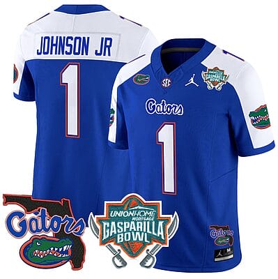Montrell Johnson Jr Jersey #1 Florida Gators 2025 Gasparilla Bowl Patch Royal Alternate