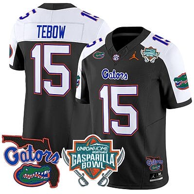 Tim Tebow Jersey #15 Florida Gators 2025 Gasparilla Bowl Patch Black Alternate 8 Tim Tebow Jersey #15 Florida Gators 2025 Gasparilla Bowl Patch Black Alternate