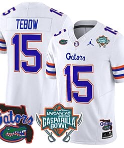 Tim Tebow Jersey #15 Florida Gators 2025 Gasparilla Bowl Patch White