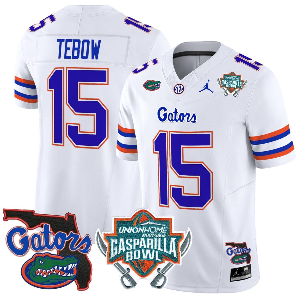 Tim Tebow Jersey #15 Florida Gators 2025 Gasparilla Bowl Patch White 1 Tim Tebow Jersey #15 Florida Gators 2025 Gasparilla Bowl Patch White