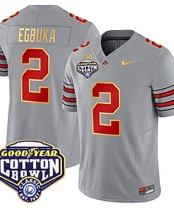 Emeka Egbuka Jersey #2 Ohio State 'Heritage Stripe' Cotton Bowl Football Stitched 7 Emeka Egbuka Jersey 2 Ohio State Heritage Stripe Cotton Bowl Gray