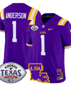 Aaron Anderson Jersey #1 LSU Tigers 2024 Texas Bowl Football All Stitched