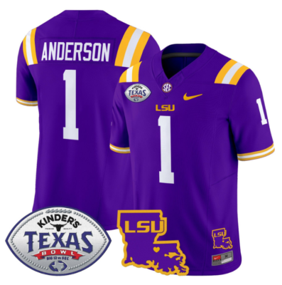 Aaron Anderson Jersey #1 LSU Tigers 2024 Texas Bowl Football All Stitched 14 Aaron Anderson Jersey #1 LSU Tigers 2024 Texas Bowl Football All Stitched