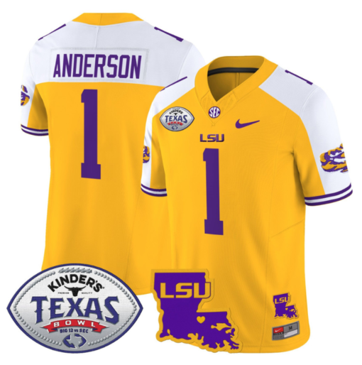 Aaron Anderson Jersey #1 LSU Tigers 2024 Texas Bowl Football All Stitched - Image 2