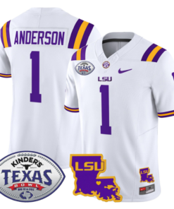 Aaron Anderson Jersey #1 LSU Tigers 2024 Texas Bowl Football All Stitched