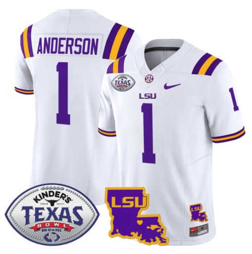 Aaron Anderson Jersey #1 LSU Tigers 2024 Texas Bowl Football All Stitched