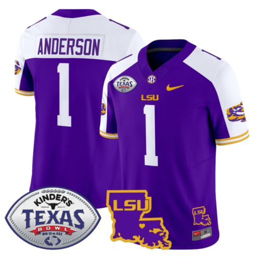 Aaron Anderson Jersey #1 LSU Tigers 2024 Texas Bowl Football All Stitched - Image 3