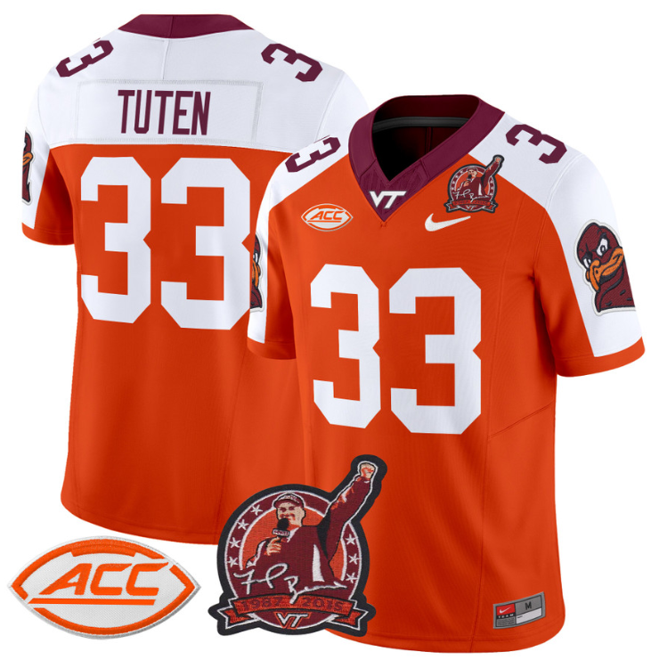 Bhayshul Tuten Jersey #33 Virginia Tech Hokies Coach Frank Beamer Football All Stitched 5 Bhayshul Tuten Jersey #33 Virginia Tech Hokies Coach Frank Beamer Football All Stitched - Image 5