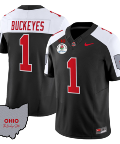 Buckeyes Jersey #1 Ohio State Rose Bowl Patch Football V3 Stitched