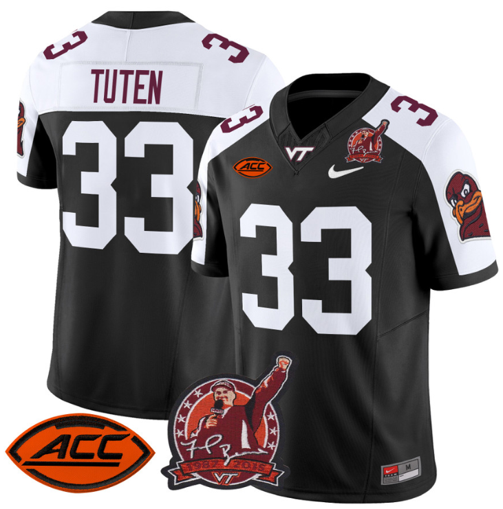 Bhayshul Tuten Jersey #33 Virginia Tech Hokies Coach Frank Beamer Football All Stitched 1 Bhayshul Tuten Jersey #33 Virginia Tech Hokies Coach Frank Beamer Football All Stitched