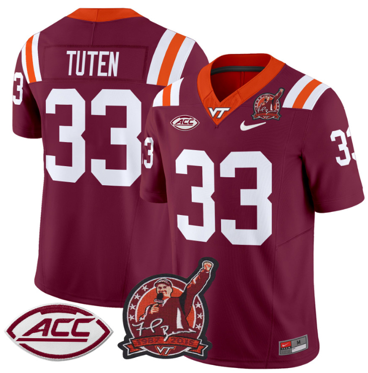 Bhayshul Tuten Jersey #33 Virginia Tech Hokies Coach Frank Beamer Football All Stitched 4 Bhayshul Tuten Jersey #33 Virginia Tech Hokies Coach Frank Beamer Football All Stitched - Image 4