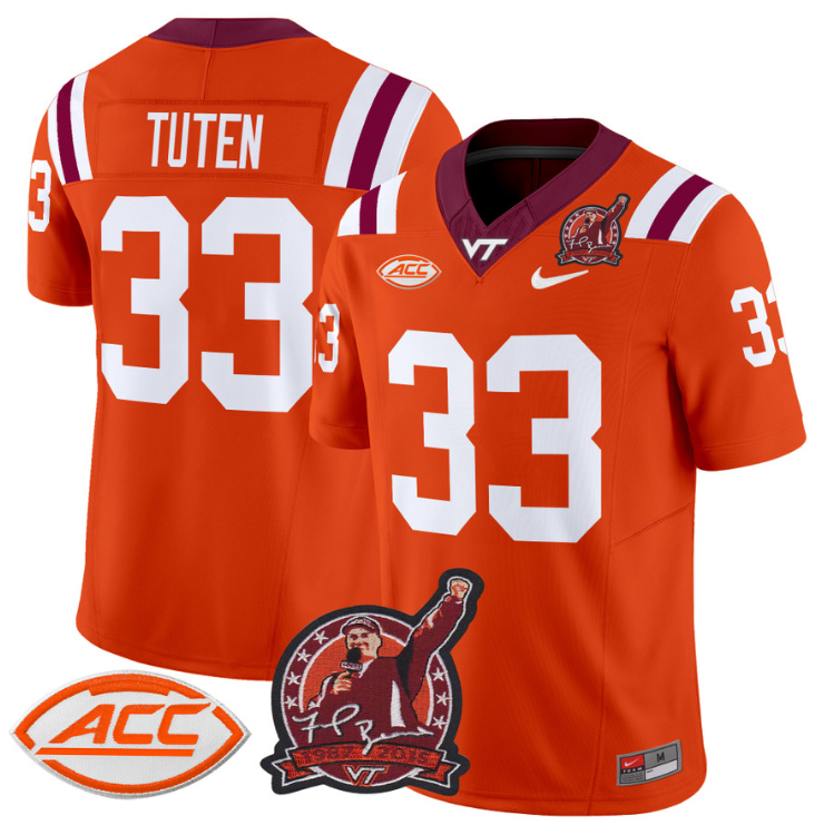 Bhayshul Tuten Jersey #33 Virginia Tech Hokies Coach Frank Beamer Football All Stitched 6 Bhayshul Tuten Jersey #33 Virginia Tech Hokies Coach Frank Beamer Football All Stitched - Image 6