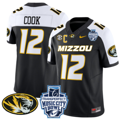 Brady Cook Jersey #12 Missouri Tigers 2024 Music City Bowl Football All Stitched