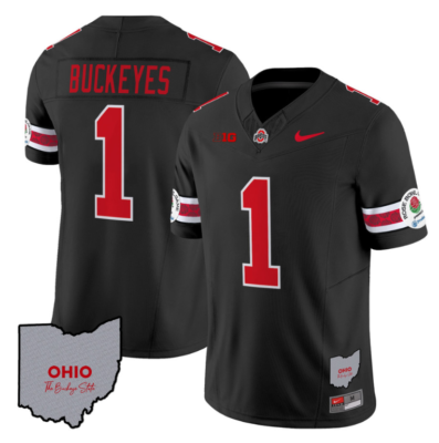 Buckeyes Jersey #1 Ohio State Rose Bowl Patch Football V3 Stitched