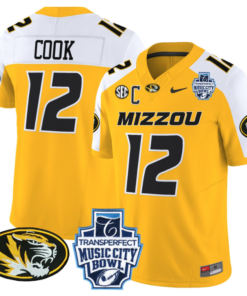Brady Cook Jersey #12 Missouri Tigers 2024 Music City Bowl Football All Stitched