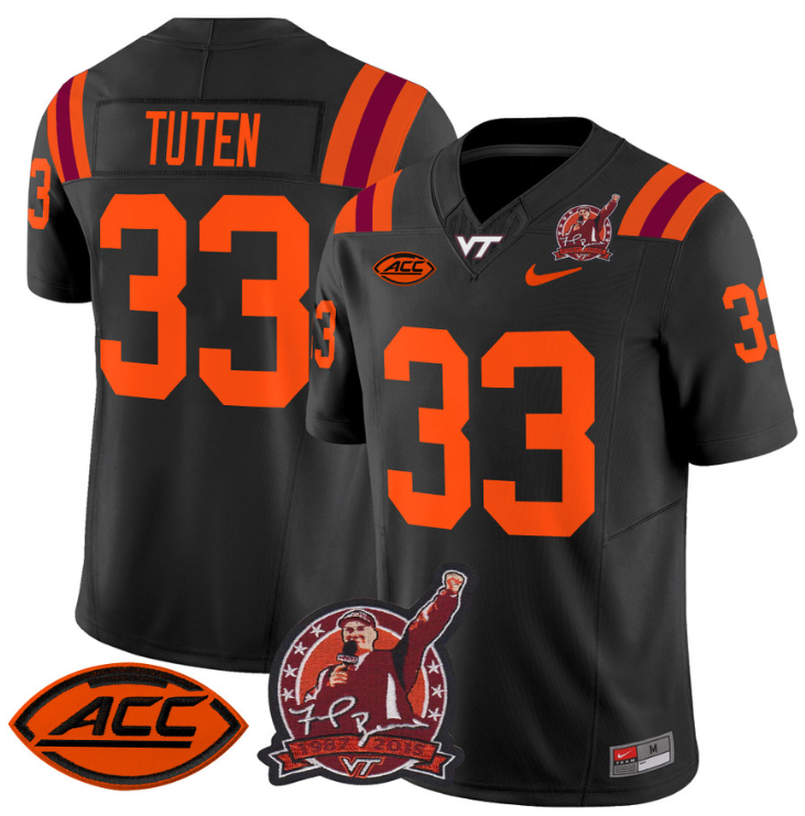 Bhayshul Tuten Jersey #33 Virginia Tech Hokies Coach Frank Beamer Football All Stitched 3 Bhayshul Tuten Jersey #33 Virginia Tech Hokies Coach Frank Beamer Football All Stitched