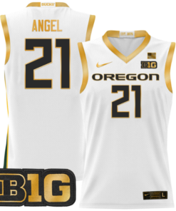 Brandon Angel Jersey #21 Oregon Ducks 2024 Lightweight Basketball White Gold