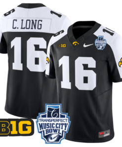 Chuck Long Jersey #16 Iowa Hawkeyes 2024 Music City Bowl Patch Football All Stitched