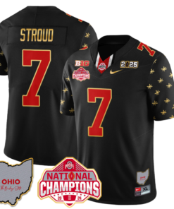 Alternative view of C J Stroud Jersey #7 Ohio State National Champions 2025 Patch Football All Stitched