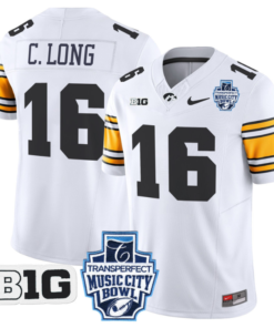 Chuck Long Jersey #16 Iowa Hawkeyes 2024 Music City Bowl Patch Football All Stitched