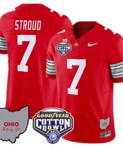 Alternative view of CJ Stroud Jersey #7 Ohio State Buckeyes Cotton Bowl Patch Football All Stitched