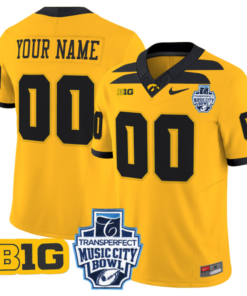 Custom Iowa Hawkeyes Jersey 2024 Music City Bowl Patch Football All Stitched