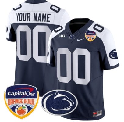 Custom Penn State Jersey Name, Number Orange Bowl Patch Football All Stitched