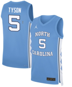 Cade Tyson Jersey #5 North Carolina Tar Heels Basketball Blue