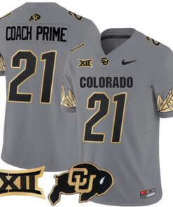 Coach Prime Jersey 21 Colorado Buffaloes Vapor Limited Football Gray