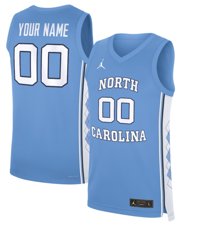 Custom North Carolina Tar Heels Basketball Jersey Name, Number Blue 1 Custom North Carolina Tar Heels Basketball Jersey Name, Number Blue