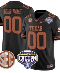 Alternative view of Custom Texas Longhorns Jersey Name, Number Cotton Bowl Patch Football All Stitched